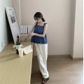 方领露背吊带上衣